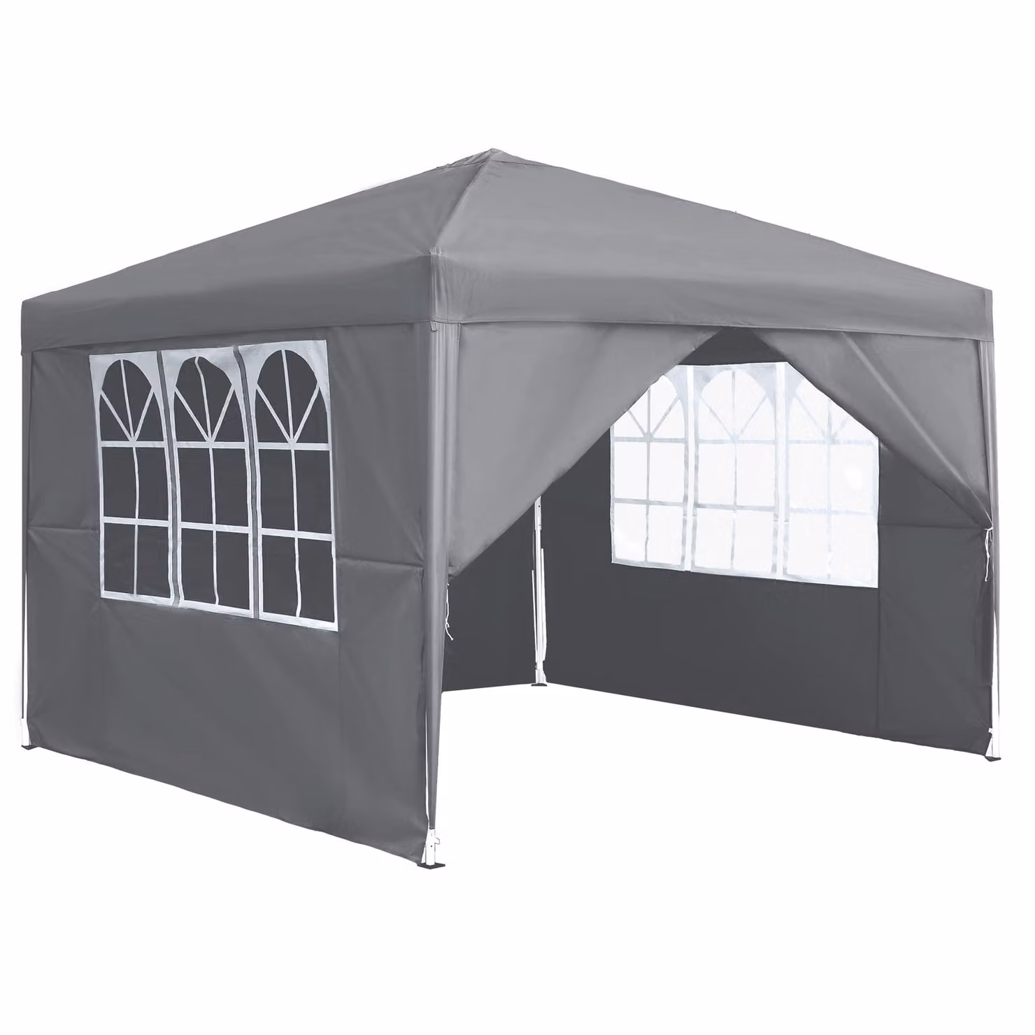 QEENTOE - Gazebo da giardino 2,5x2,5 m, tenda per feste con 4 pannelli laterali, impermeabile, protezione UV, colore grigio, ideale per feste, matrimoni e picnic
