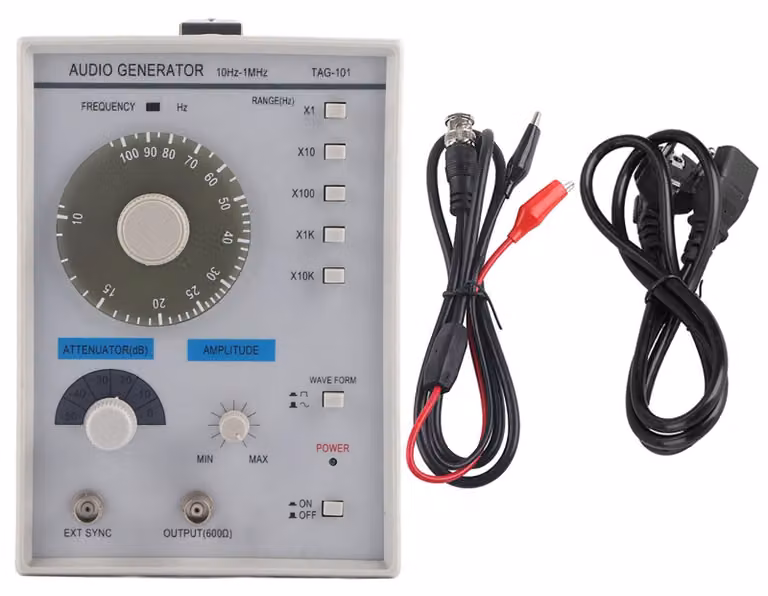 Generatore di segnali audio, 10 Hz – 1 MHz, 600 Ω, 220 V, spina europea