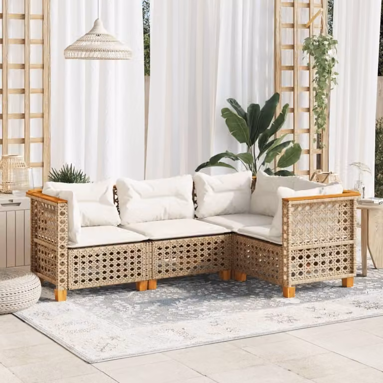 Maison Exclusive - Set di 4 divani da giardino con cuscini in polyrattan beige