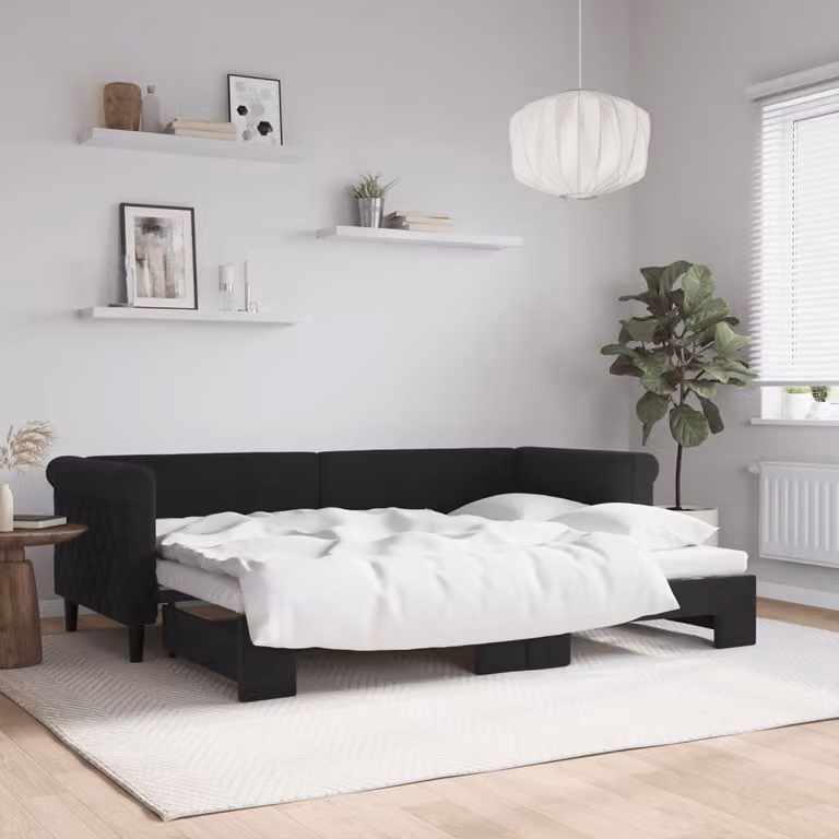 vidaXL Divano Letto con Letto Estraibile in Velluto Nero