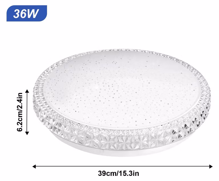 Pannello luminoso a soffitto - Forma circolare, 36W - Montaggio semi-incassato - Materiali: ferro e acrilico - 220V - Non dimmerabile - Confezione: 1 pezzo