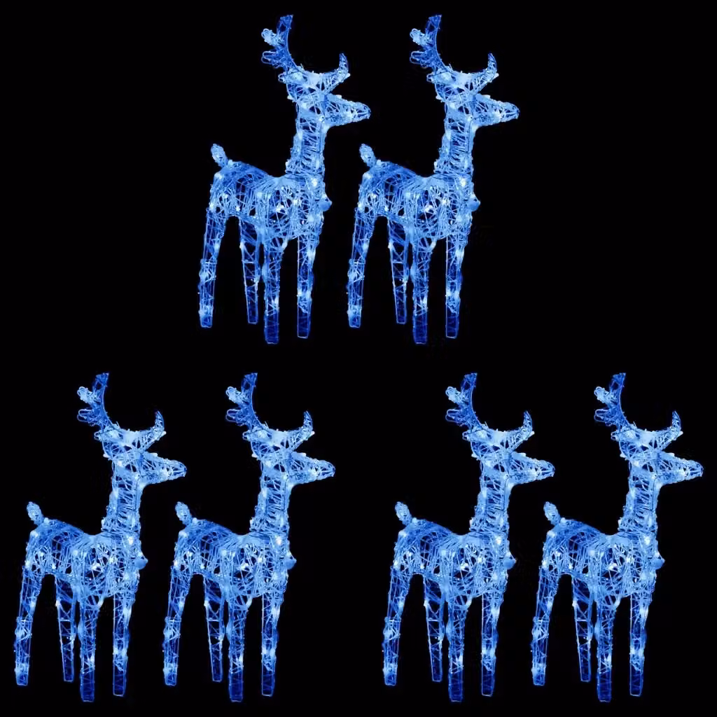 Set di 6 Renne di Natale Blu in Acrilico con 240 LED per Decorazione da Giardino CFW8598567 – 2