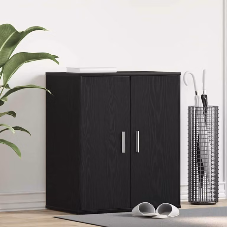 Mobile porta scarpe moderno vidaXL in legno nero e argento L: 60 cm, P: 35 cm, H: 70 cm