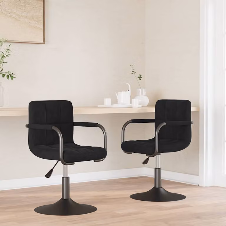 Set di 2 sedie da pranzo girevoli vidaXL in velluto nero con design moderno