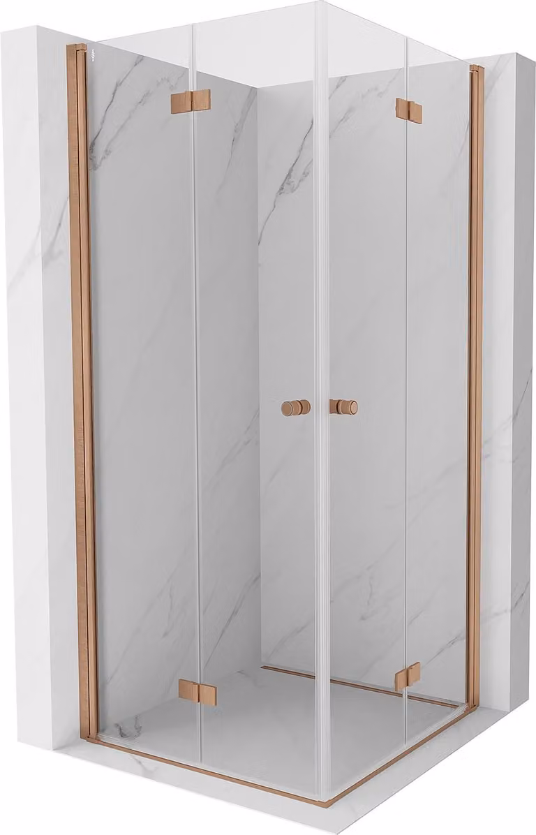 Mexen Mist-F Duo cabina doccia pieghevole 95 x 95 cm, trasparente, rame spazzolato - 8A6-095L-095P-65-00