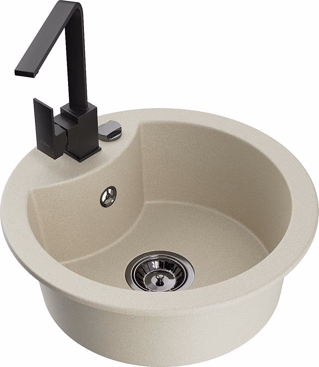 Mexen Diego lavello in granito 1-vasca con rubinetto da cucina Rita, beige - 6512-69-670300-70