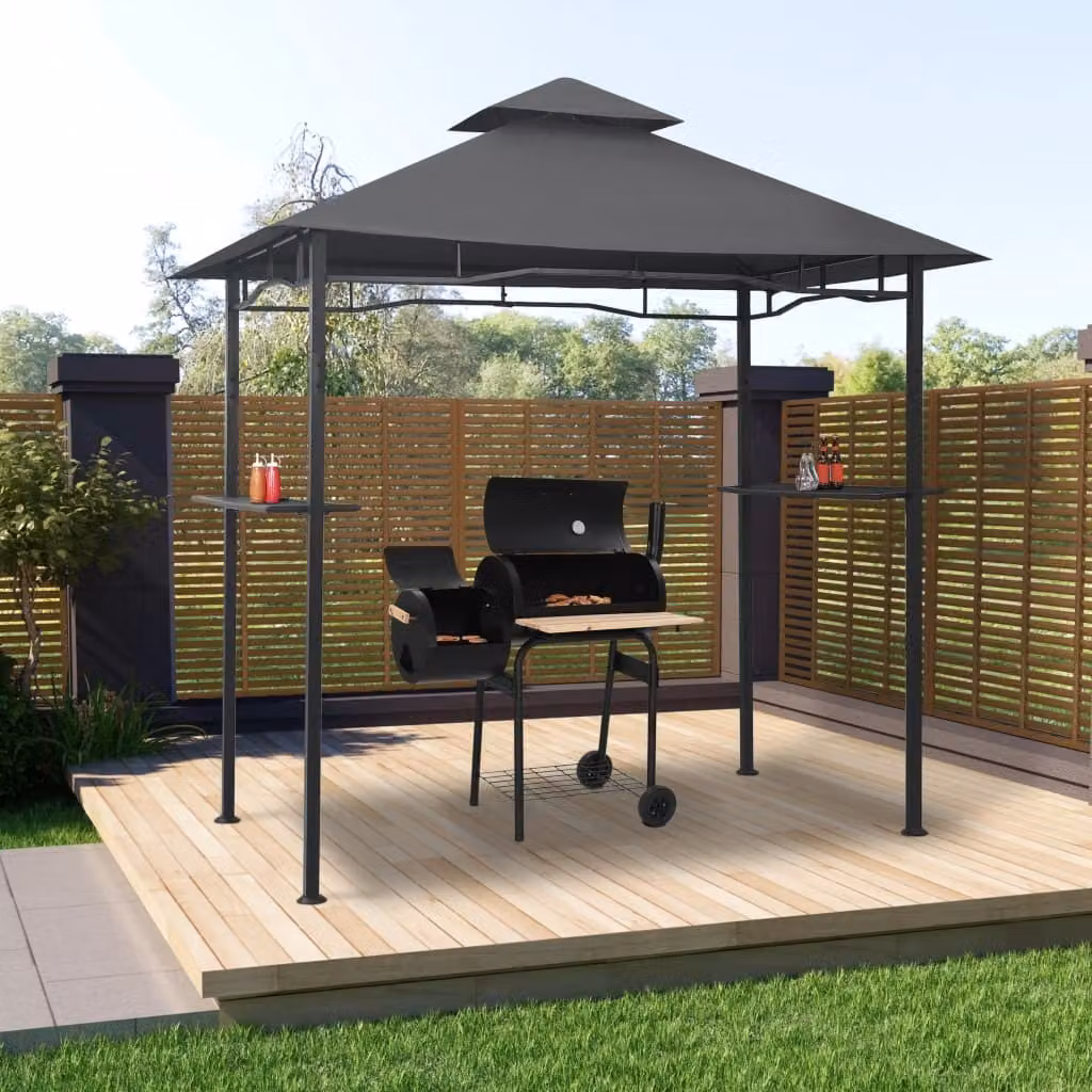 The Living Store BBQ-Pavillon 240x150x255 cm Anthrazit Stahl