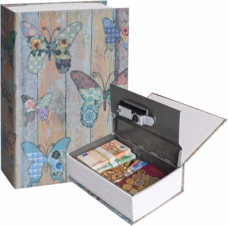 Cassaforte in formato libro, con serratura a combinazione numerica, dimensioni 18 x 11,5 x 5,5 cm, ideale per custodire oggetti di valore