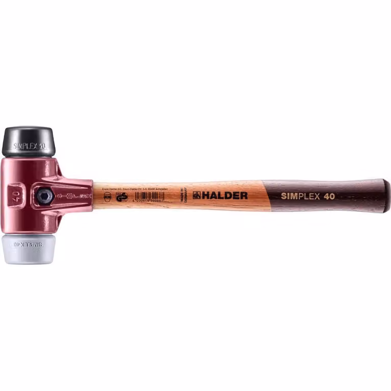 Mazza SIMPLEX soft-face con alloggiamento TE e manico in legno, Ø 40, composizione in gomma / TPE-mid
