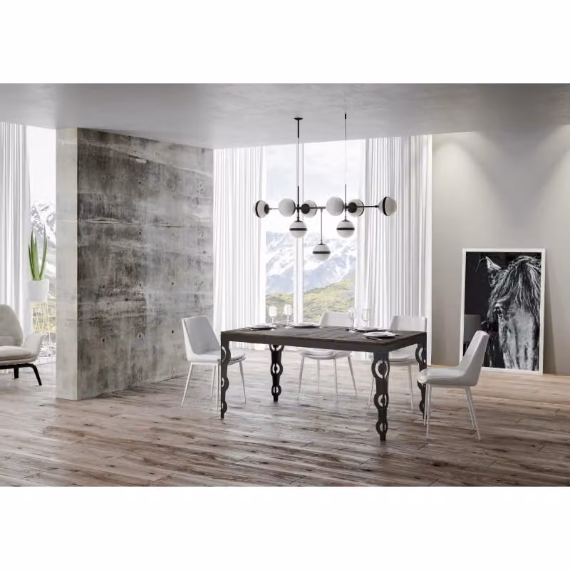 Tavolo allungabile moderno Itamoby Evolution con telaio in metallo antracite e piano noce, L: 90 cm, P: 180/440 cm – 2