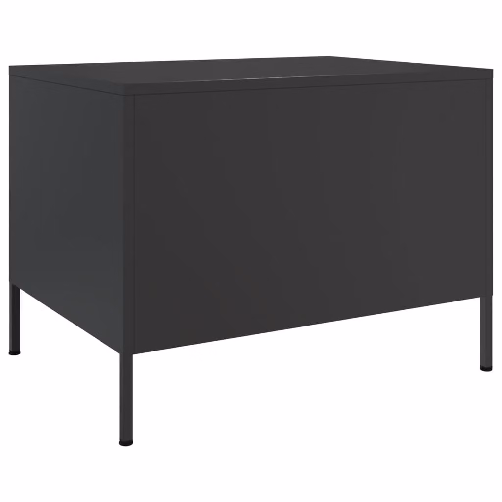 Tavolino da Salotto Nero 68x50x50,5 cm in Acciaio