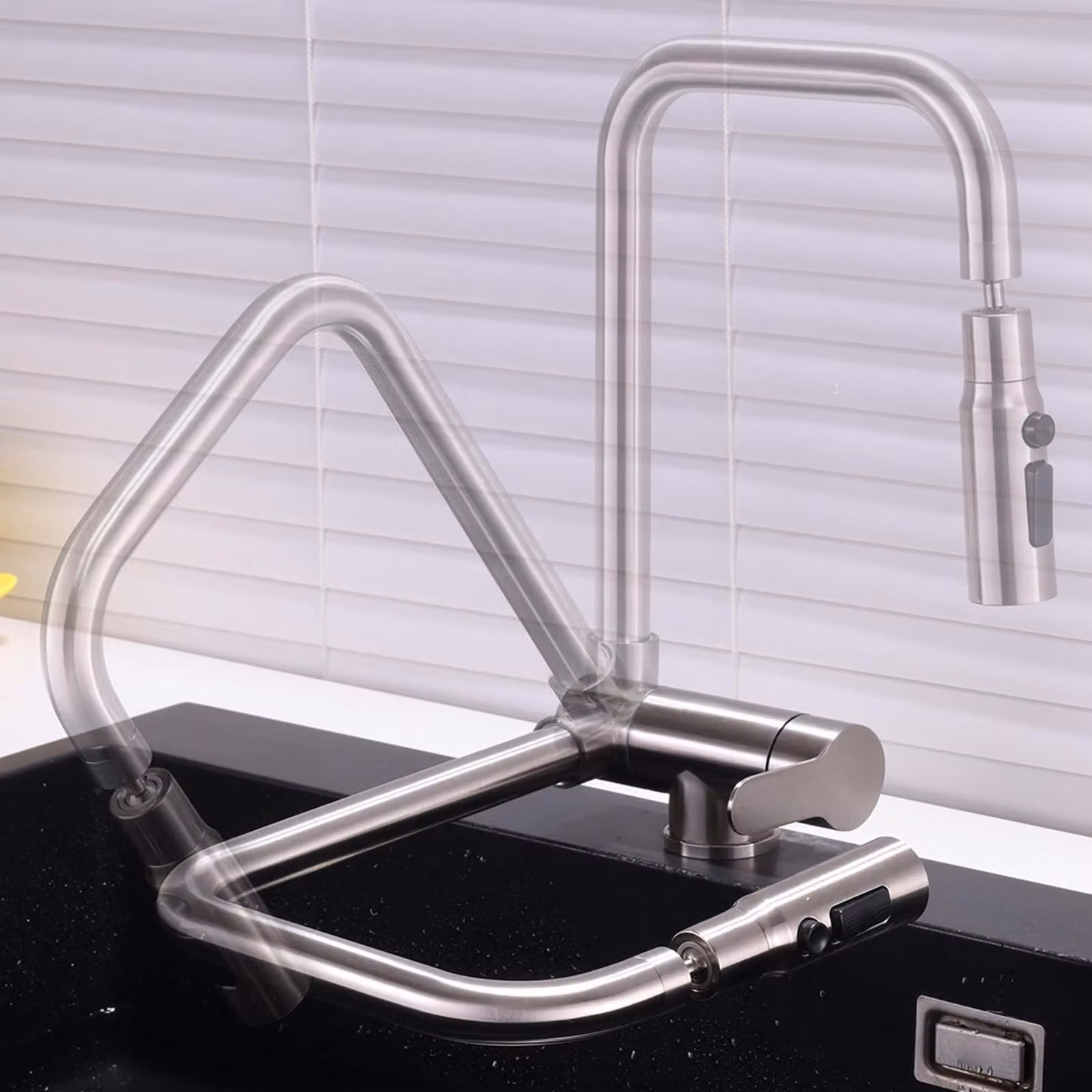 Rubinetto da cucina pieghevole con 3 modalità e rotazione a 360°
