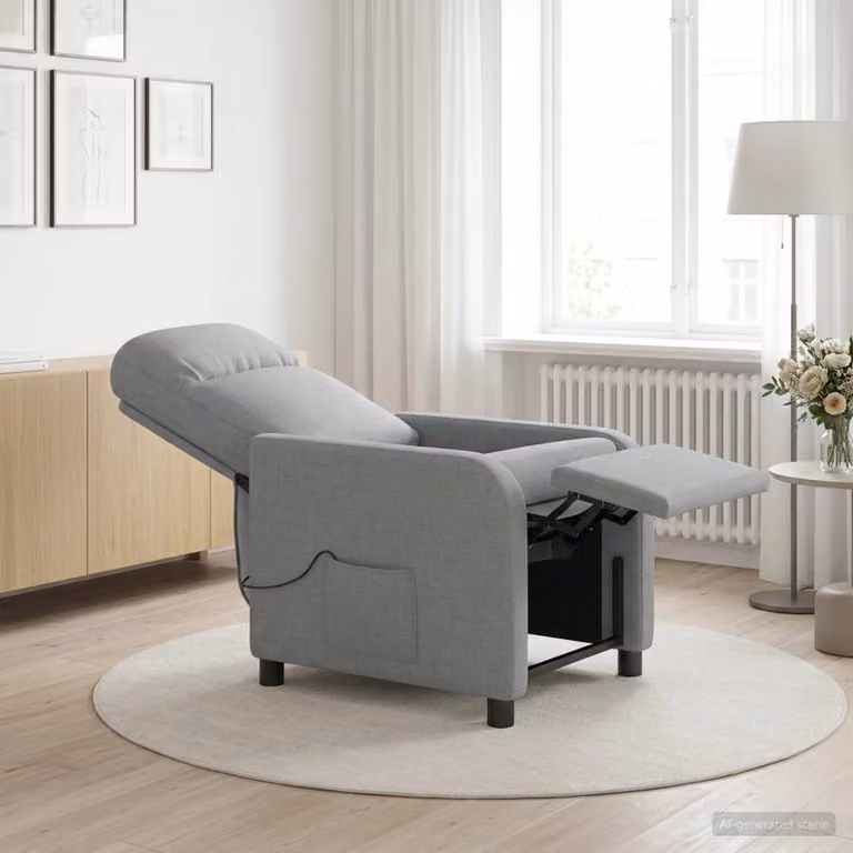 Poltrona relax reclinabile vidaXL in tessuto grigio chiaro con struttura mista per adulti