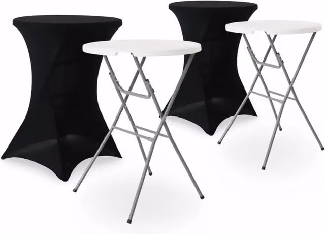 Set di 2 tavoli pieghevoli rotondi Sweeek con copertura protettiva, nero