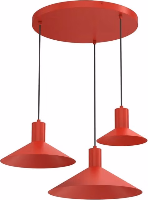Lampadario sospeso Nox Luminex in metallo rosso e acciaio, dimmabile, 3xGU10