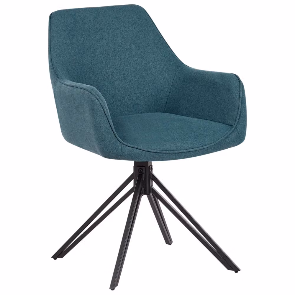 Set di 2 sedie da pranzo girevoli BELIANI in tessuto blu foglia di tè con braccioli e struttura in metallo nero stile retrò – 2
