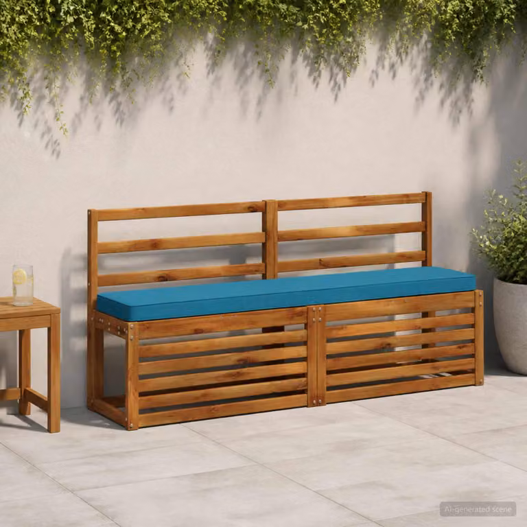 Set di 2 cuscini per panchina vidaXL in poliestere blu con rivestimento rimovibile e resistente ai raggi UV