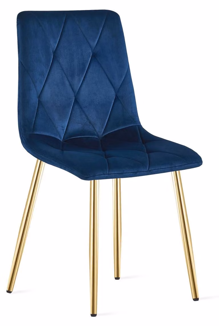 Sedia Libra in velluto blu notte con gambe dorate