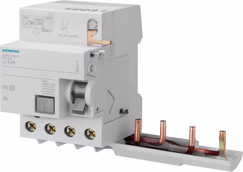 Blocco RCD Siemens, 4 poli, tipo AC, In: 40 A, 30 mA, Un AC: 400 V, per 5SY 5SM23420