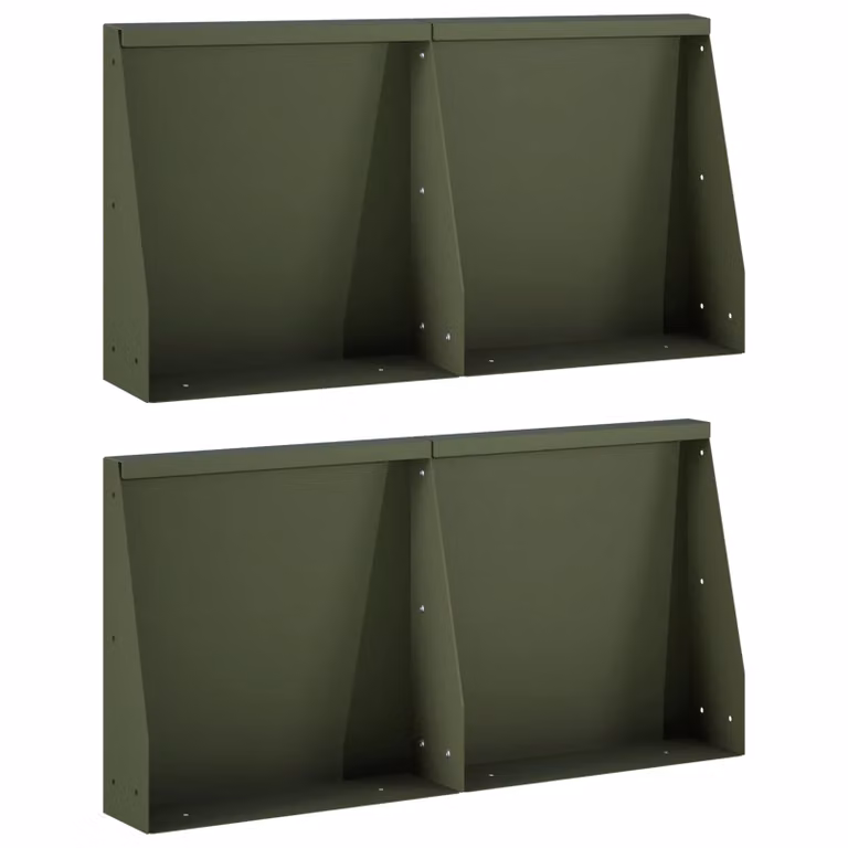 Set di 4 muretti per aiuole rialzate vidaXL in acciaio verde oliva, L: 40 cm, P: 12 cm, H: 40 cm