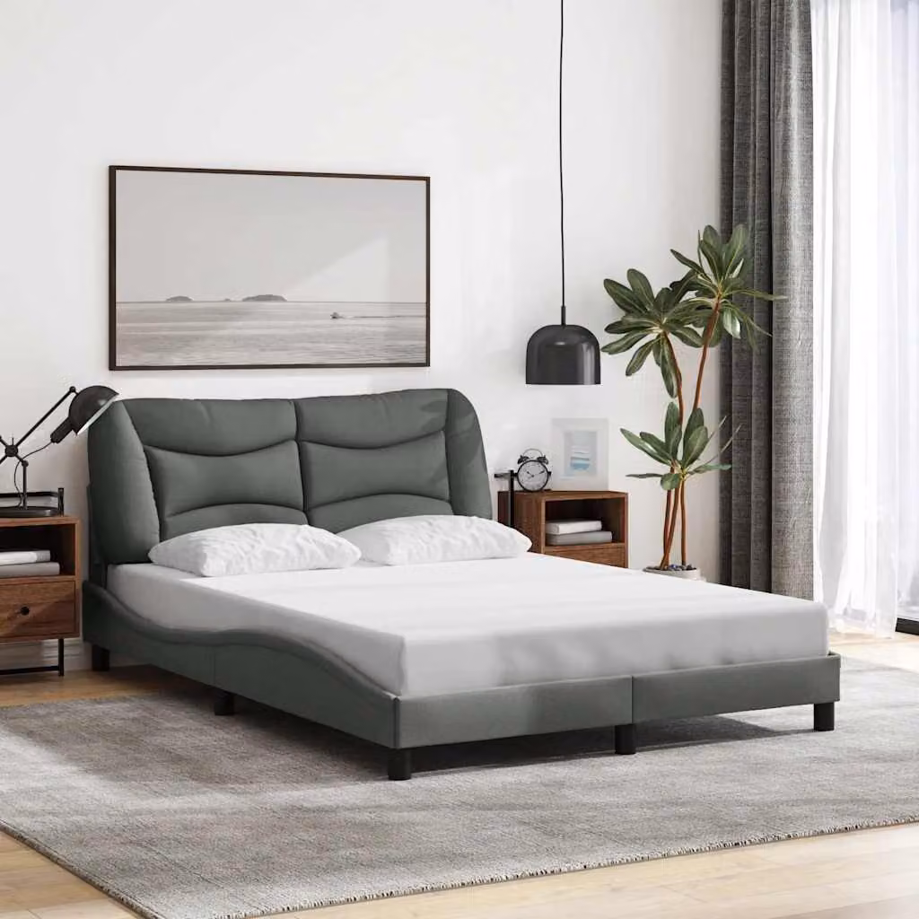 vidaXL Giroletto senza Materasso Hvar Grigio con Struttura in Legno e Metallo L/P/H: 140 x 190 cm – 1