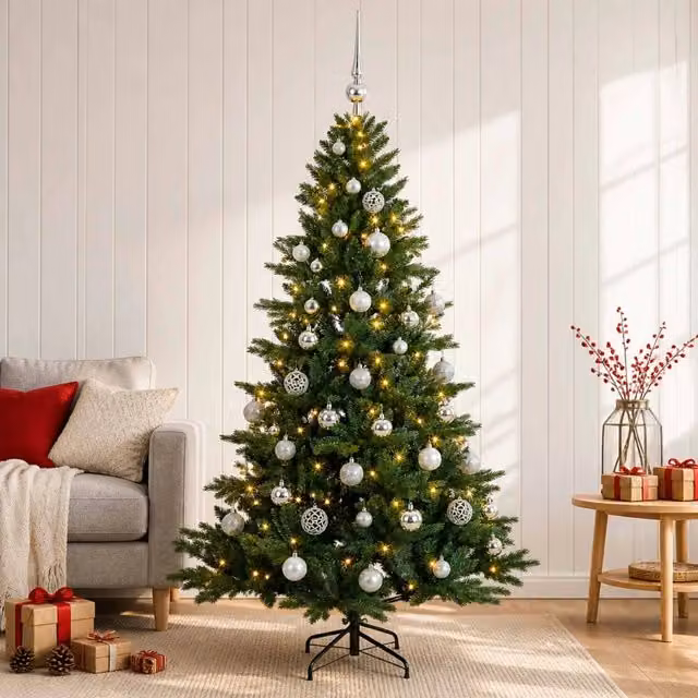 Albero di Natale artificiale con palline 150 cm 150 LED 3465960