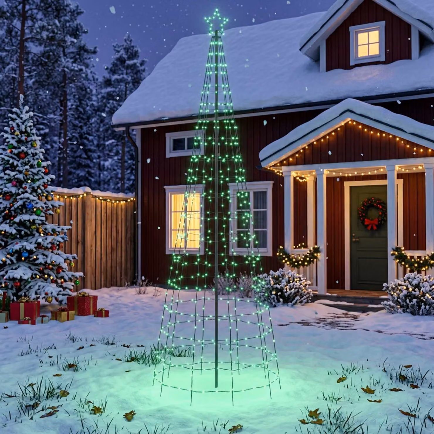vidaXL Albero di Natale LED 300 cm 390 LED Multicolore Acciaio Nero