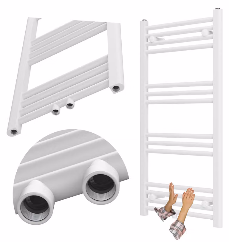 Granitan - Termoarredo bagno - Scaldasalviette 100x50 cm - Radiatore bianco - 389 W - RAVEN