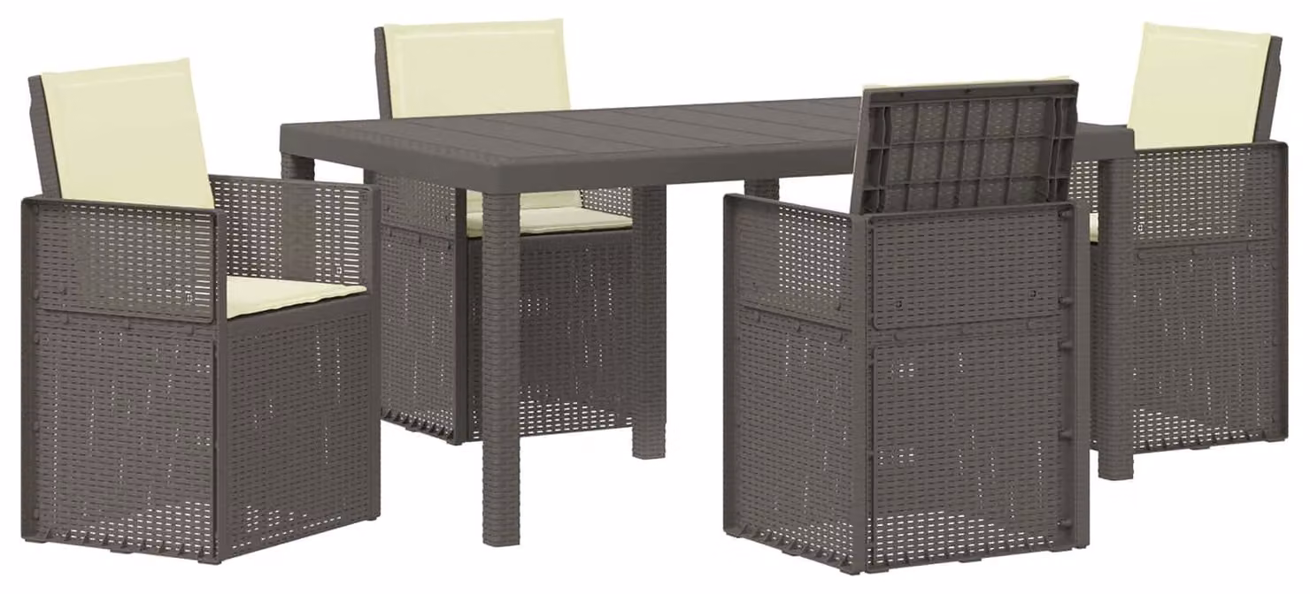 Set da Pranzo per Giardino 5 pcs Grigio chiaro e panna PP