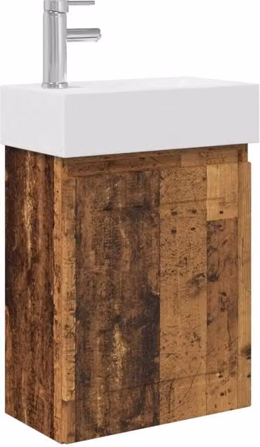 Mobile Bagno | Armadio da bagno con rubinetto Legno antico 45,5 x 22,5 x 84 cm