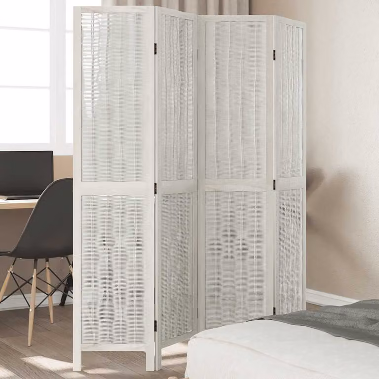 Divisorio Ambienti vidaXL a 4 Pannelli in Legno Massello di Paulownia Bianco H: 180 cm, L: 145 cm, P: 145 cm