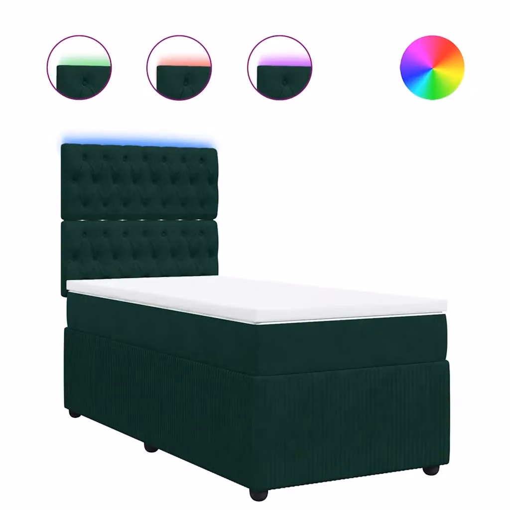 Letto Ibrido vidaXL in Velluto Verde e Bianco con Illuminazione Sotto il Letto e Porta USB L/P/H: 200 x 90 x 150,5 cm – 2