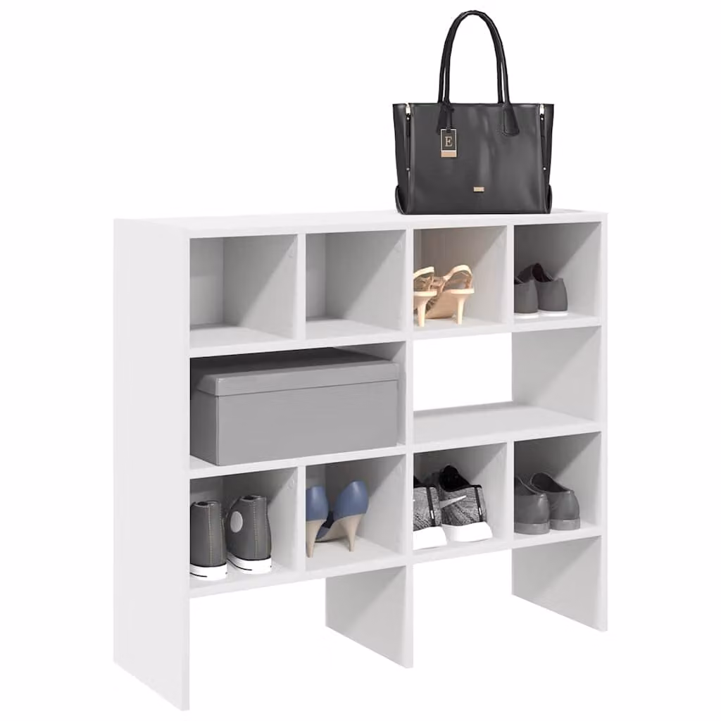 Set di 2 scarpiere impilabili vidaXL bianche con ripiani piatti in MDF per ingresso L: 89,5 cm, P: 30 cm, H: 40 cm