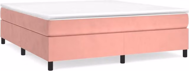 Letto matrimoniale moderno in velluto rosa con struttura a rete a doghe L/P: 180 x 200 cm