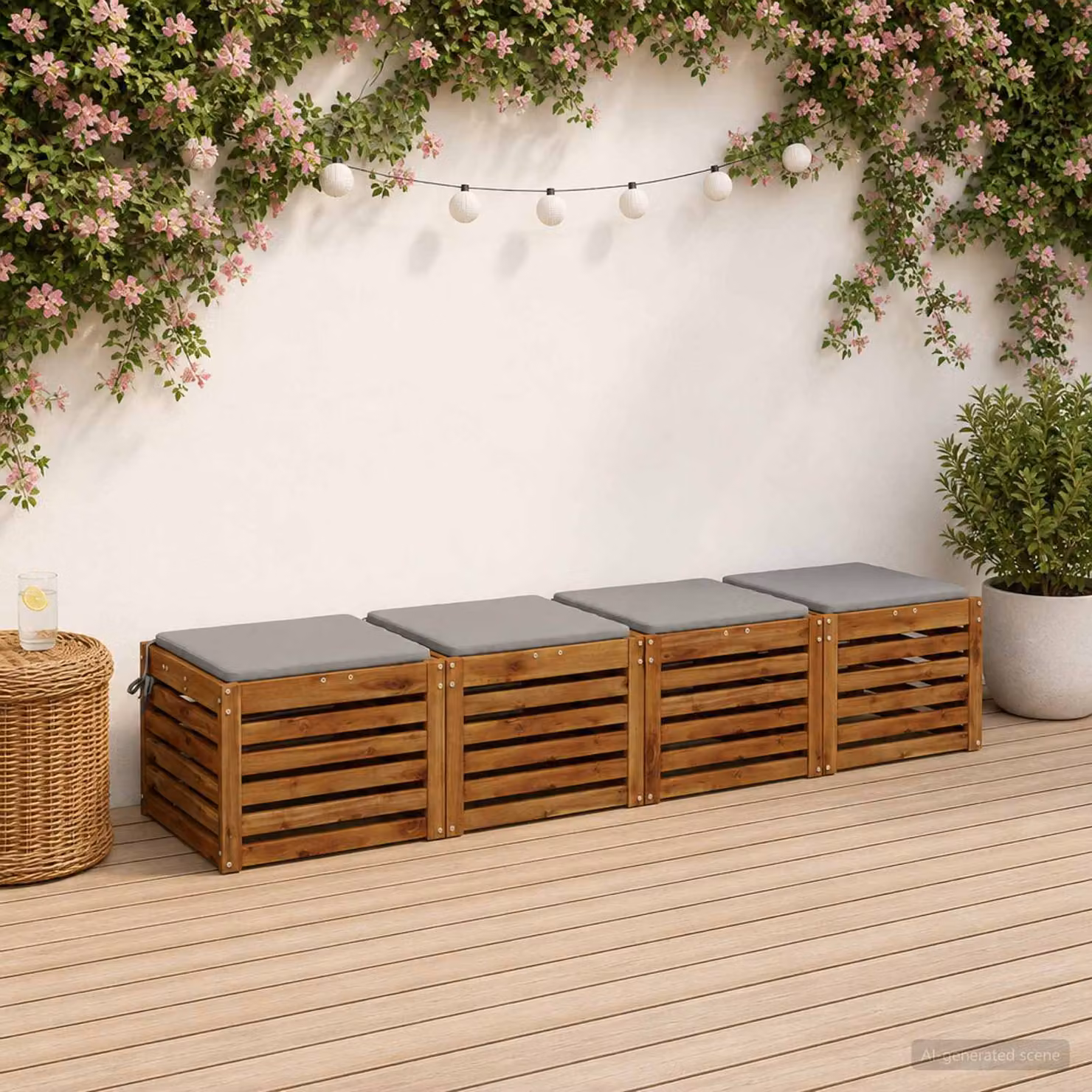 Set di 4 cuscini per sedia vidaXL in poliestere grigio con fodera rimovibile e resistenza UV