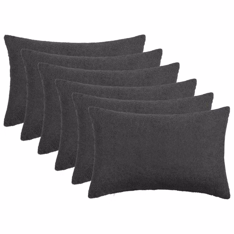 Set di 6 federe vidaXL HEERLEN in tessuto bouclé grigio scuro, 50 x 75 cm