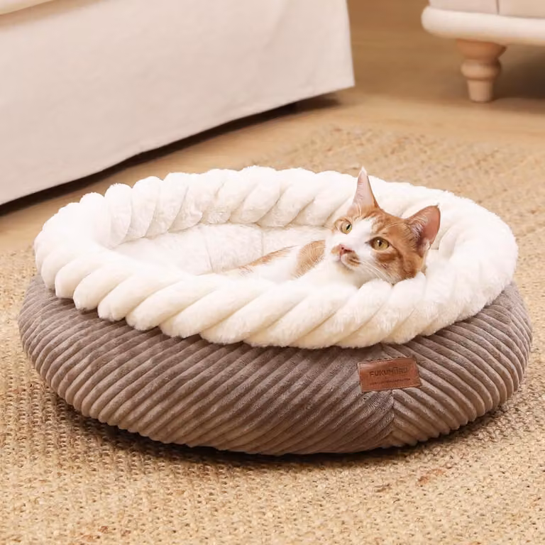 Cuccia per cani, rotonda, lavabile, di 53 cm di diametro, con fondo antiscivolo, adatta per interni