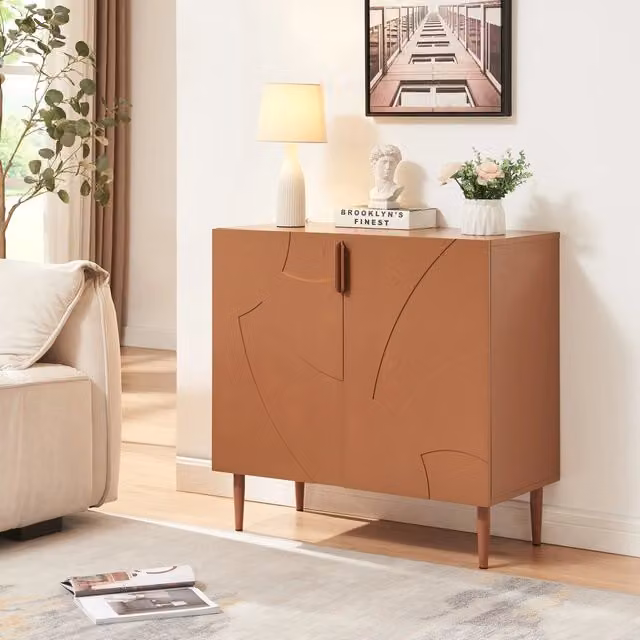 Credenza Bassa Starvili en.casa con 2 Ante Moderna Color Arancione L: 76 cm, P: 38 cm, H: 75 cm
