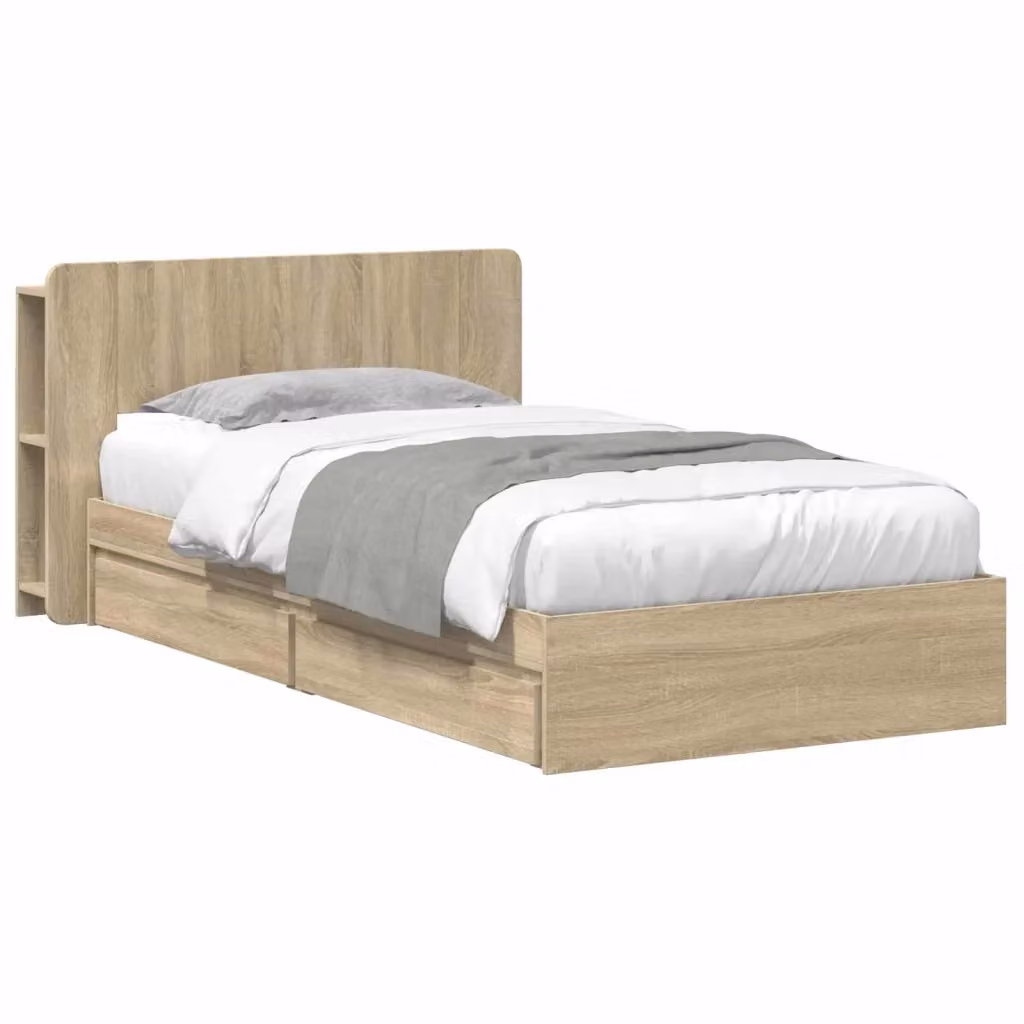 Letto con contenitore con cassetti vidaXL in legno Rovere Sonoma, L/P/H: 190 x 140 x 95 cm – 2