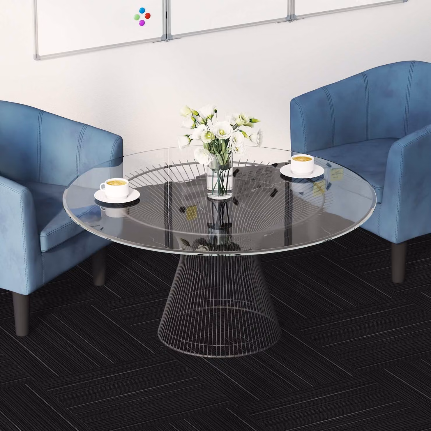 vidaXL Piastrelle per Tappeto a Strisce Grigio Moderno in Polipropilene, Confezione da 36 Pezzi, L/P: 50 x 50 cm