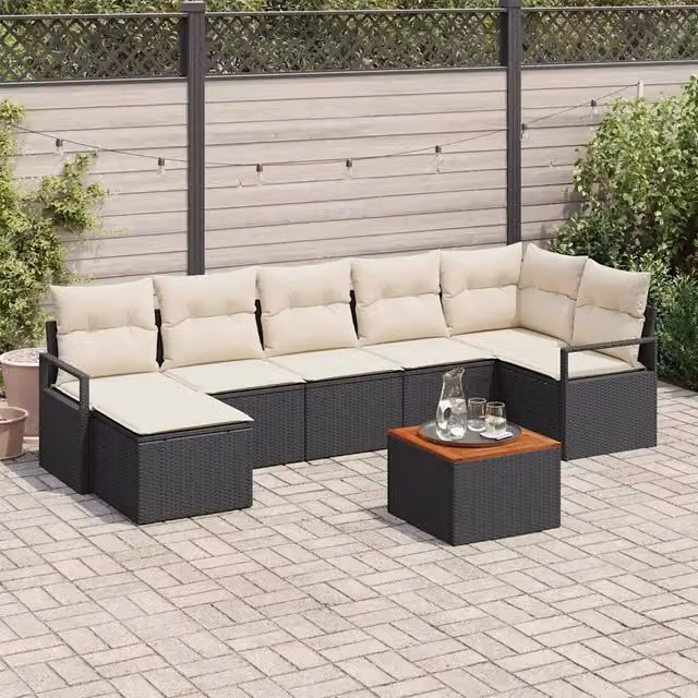 Set Divano da Giardino 8 pz Nero polyrattan 3347733
