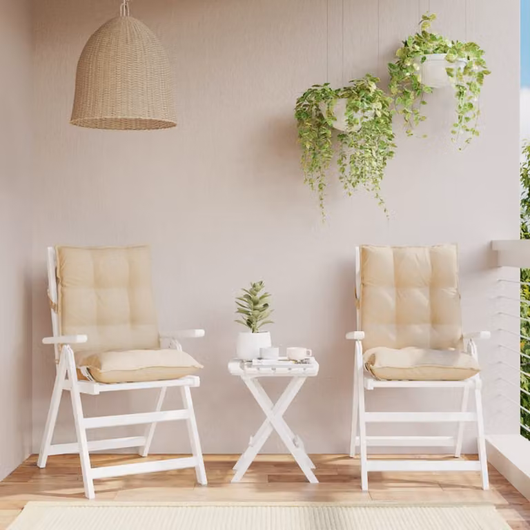Set di 2 cuscini per sedia con schienale basso vidaXL in tessuto Oxford beige, traspiranti e idrorepellenti