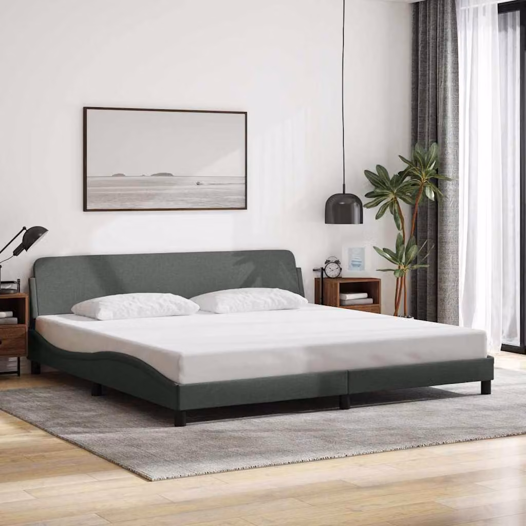 vidaXL Giroletto Dover Grigio Scuro con Struttura Imbottita L: 200 cm x P: 200 cm