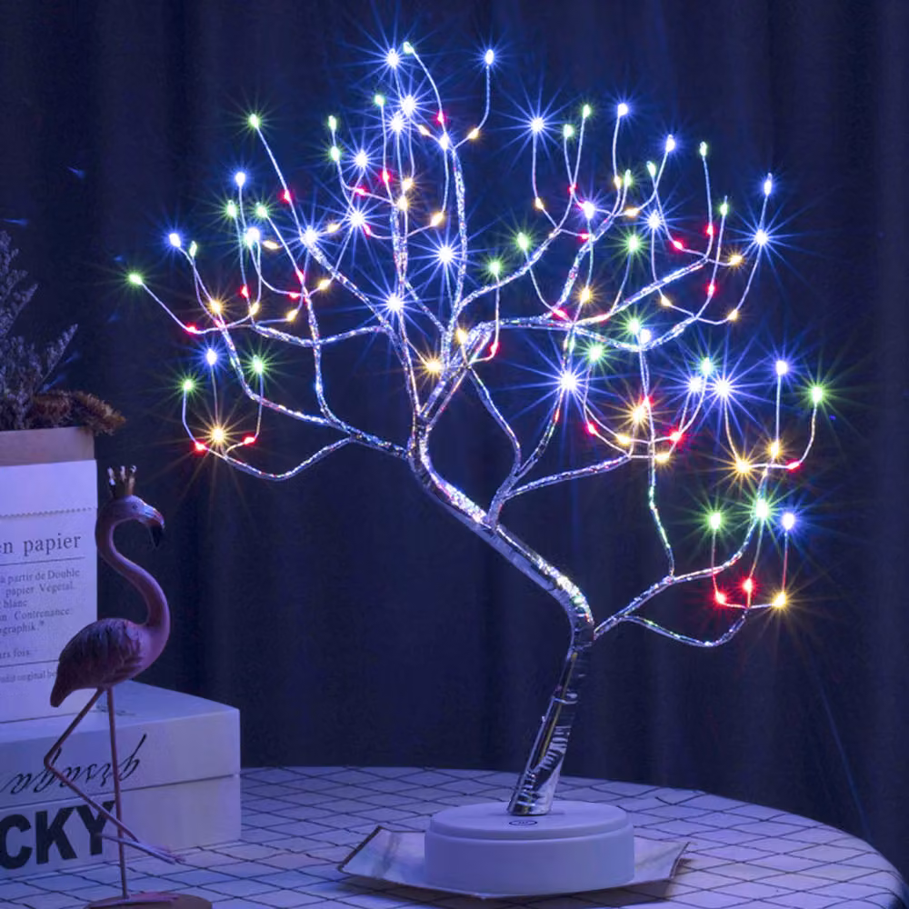 LED filo di rame albero lampada colorata albero bonsai artificiale luce notturna luci decorative batteria operata decorazione interna