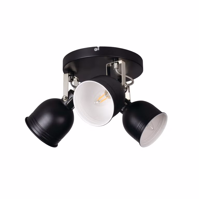 Kanlux DERATO 8W plafoniera nera, 3 luci, E14, dimmerabile, 42,8cm