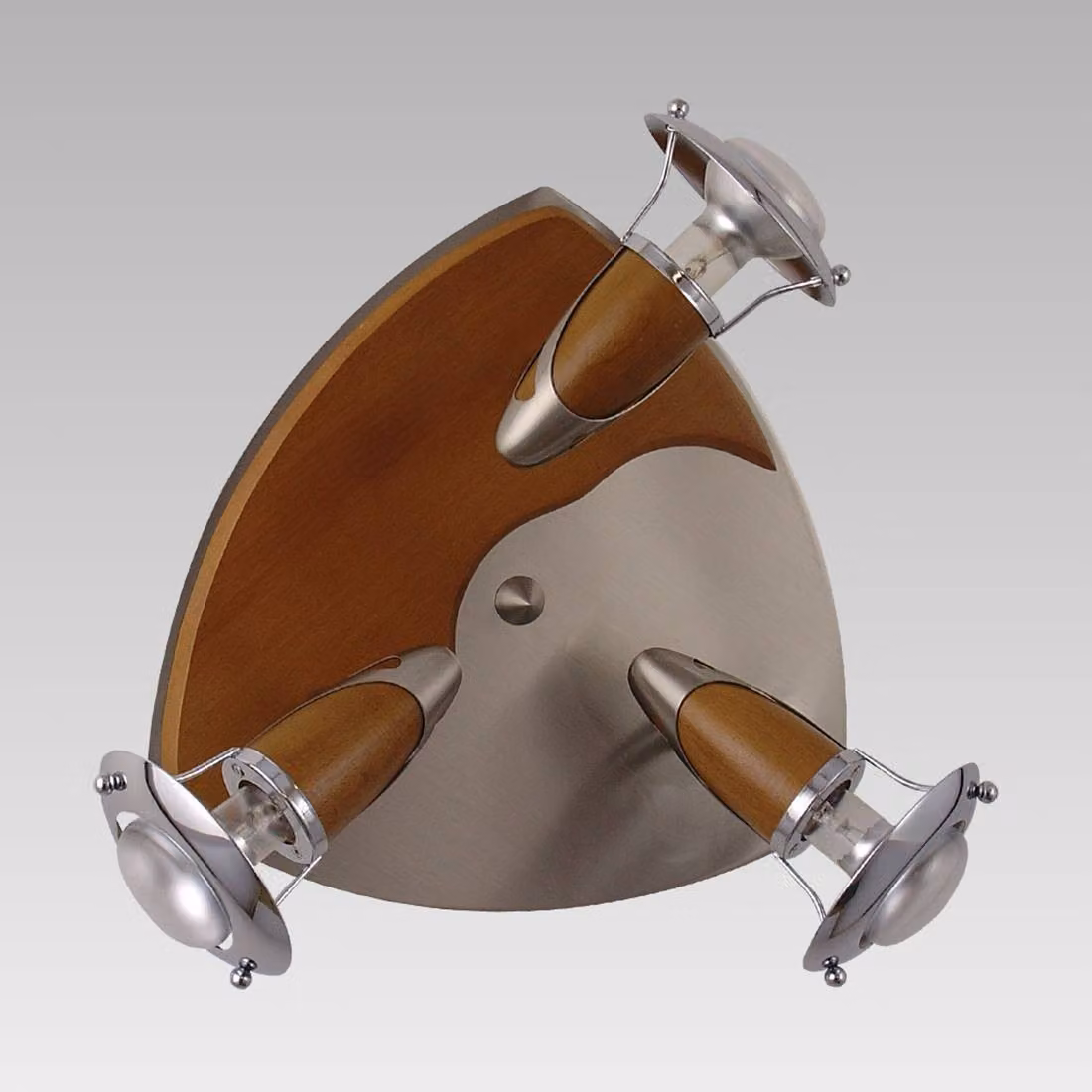 Plafoniera ZEUS 3xE14/R50/40W, nichel satinato/cromo/legno scuro L: 260, L: 130, H: 260, attacco E14/R50, dimmerabile