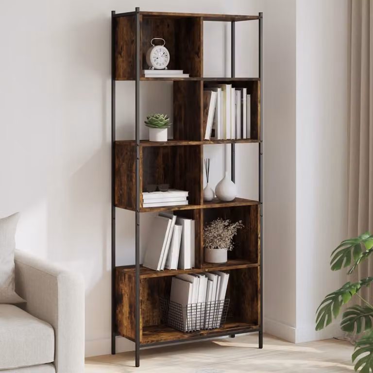 Libreria vidaXL in stile industriale color rovere marrone con pannello posteriore, L: 72 cm, P: 28 cm, H: 172 cm