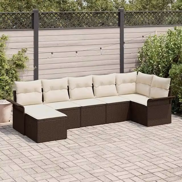 Set Divano da Giardino 7 pz Marrone polyrattan 3354117