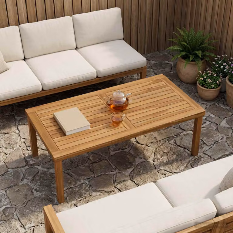 Piano del tavolo rettangolare in legno di teak massiccio vidaXL, colore marrone, L: 100 cm, P: 50 cm, H: 2,5 cm