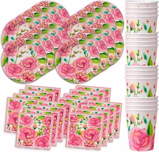 Servizio da tavola per 16 persone - Motivo floreale vintage - Multicolore